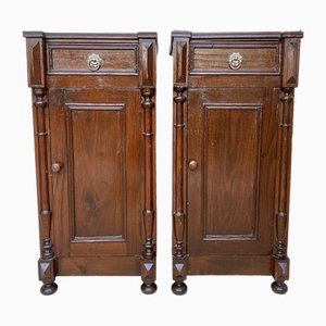 Antique Louis XVI Nightstands with White Marble Tops, 1890s, Set of 2-NOU-1743159