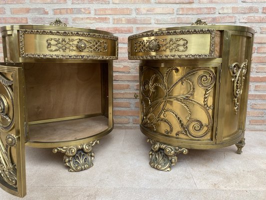 Antique Louis XVI Style Bronze and Brass Showcases or Nightstands, 1890s, Set of 2-NOU-1779651