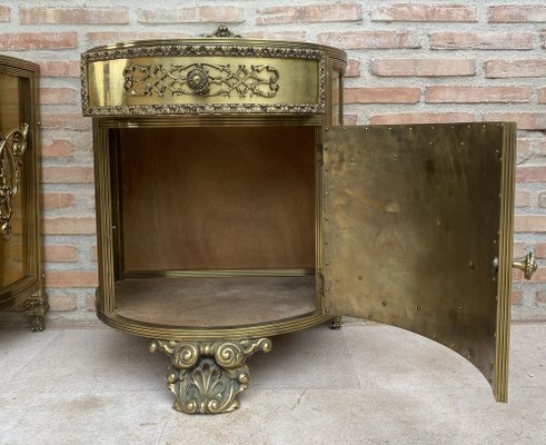 Antique Louis XVI Style Bronze and Brass Showcases or Nightstands, 1890s, Set of 2-NOU-1779651