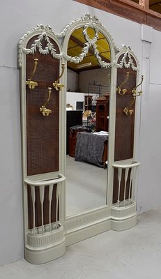 Antique Louis XVI Wall Rack with Mirror & Cannage, 1900s-RVK-601265