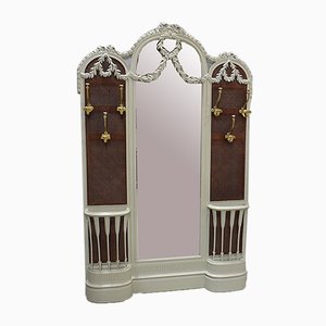 Antique Louis XVI Wall Rack with Mirror & Cannage, 1900s-RVK-601265