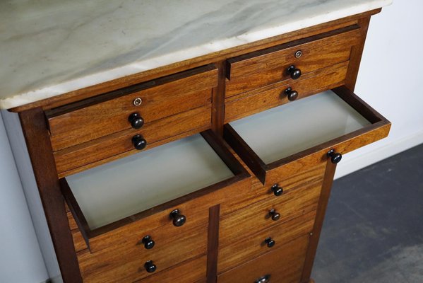 Antique Mahogany and Marble Dentist Cabinet, Amsterdam, 1920s-XO-1107741