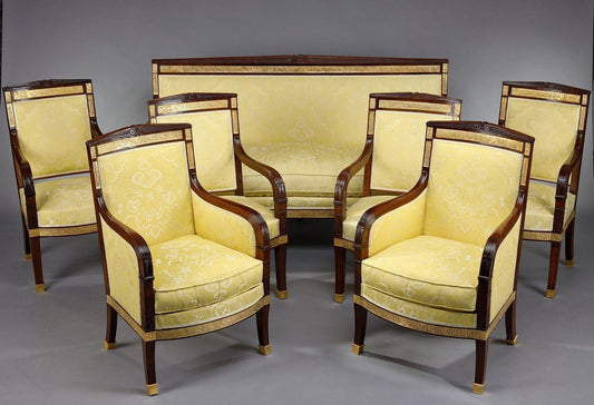 Antique Mahogany Living Room Set, 1830, Set of 7