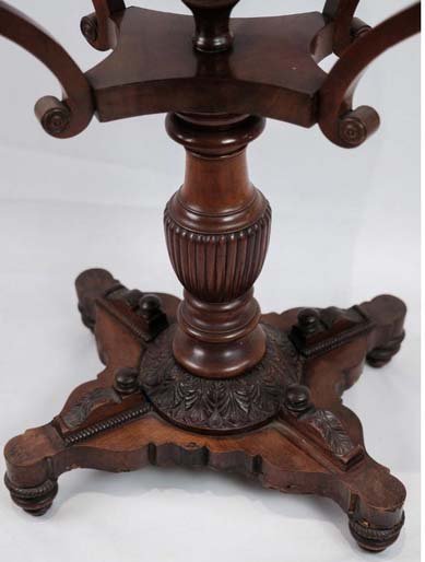 Antique Mahogany Sewing Table on a Pillar, 1840s