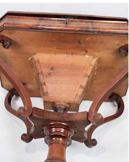 Antique Mahogany Sewing Table on a Pillar, 1840s