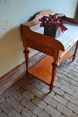 Antique Mahogany Side Table with Marble Top-GTG-1328504