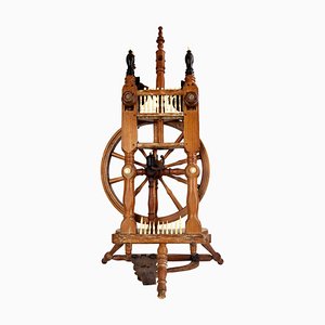 Antique Majestic Spinning Wheel in Ebony Wood-RY-659618