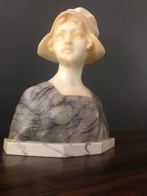 Antique Marble and Alabaster Bust by Gustave van Vaerenbergh-XQY-725969