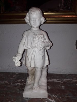 Antique Marble Child Sculpture-AKA-694657