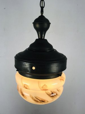 Antique Marble Glass Ceiling Lamp, 1920s-WQJ-827949