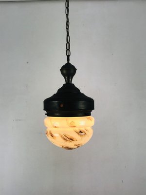 Antique Marble Glass Ceiling Lamp, 1920s-WQJ-827949