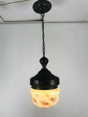 Antique Marble Glass Ceiling Lamp, 1920s-WQJ-827949