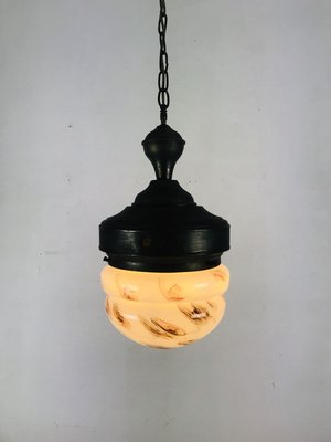 Antique Marble Glass Ceiling Lamp, 1920s-WQJ-827949