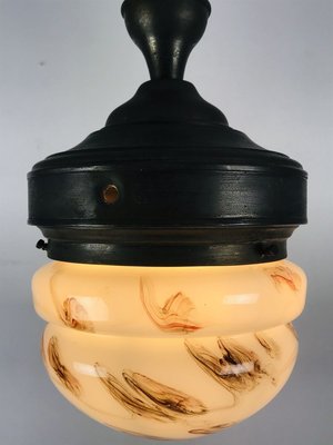 Antique Marble Glass Ceiling Lamp, 1920s-WQJ-827949