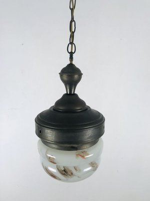 Antique Marble Glass Ceiling Lamp, 1920s-WQJ-827949