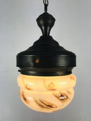 Antique Marble Glass Ceiling Lamp, 1920s-WQJ-827949