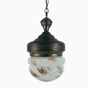 Antique Marble Glass Ceiling Lamp, 1920s-WQJ-827949