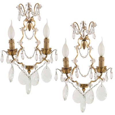 Antique Maria Teresa Swarovski Beaded Sconces, Wien, Set of 2-NJV-738903