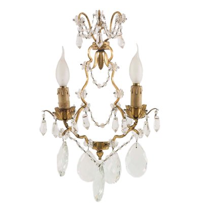 Antique Maria Teresa Swarovski Beaded Sconces, Wien, Set of 2-NJV-738903