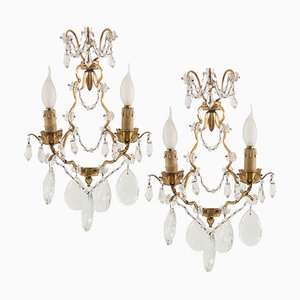 Antique Maria Teresa Swarovski Beaded Sconces, Wien, Set of 2-NJV-738903