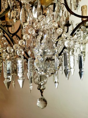 Antique Maria Therese Style Italian Crystal and Brass Ceiling Lamp-QRS-572848