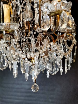 Antique Maria Therese Style Italian Crystal and Brass Ceiling Lamp-QRS-572848