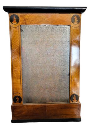 Antique Marquetry Biedermeier Mirror with Miniatures-TCS-1353148