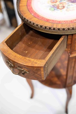 Antique Marquetry Coffee Table with Porcelain Tray, 19th Century-OZS-1371517