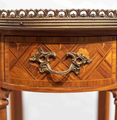 Antique Marquetry Coffee Table with Porcelain Tray, 19th Century-OZS-1371517