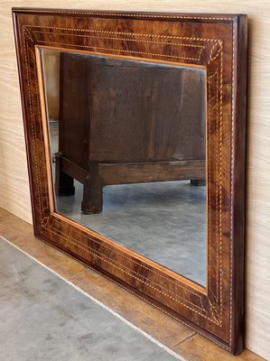 Antique Marquetry Inlaid Mahogany Mirror, 1890-PSK-2031325