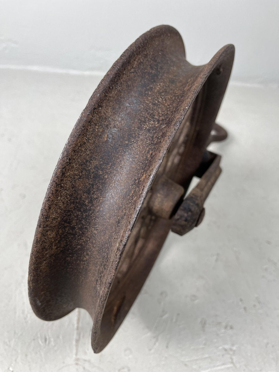 Antique Meiji Era Metal Pulley, Japan, 1890s