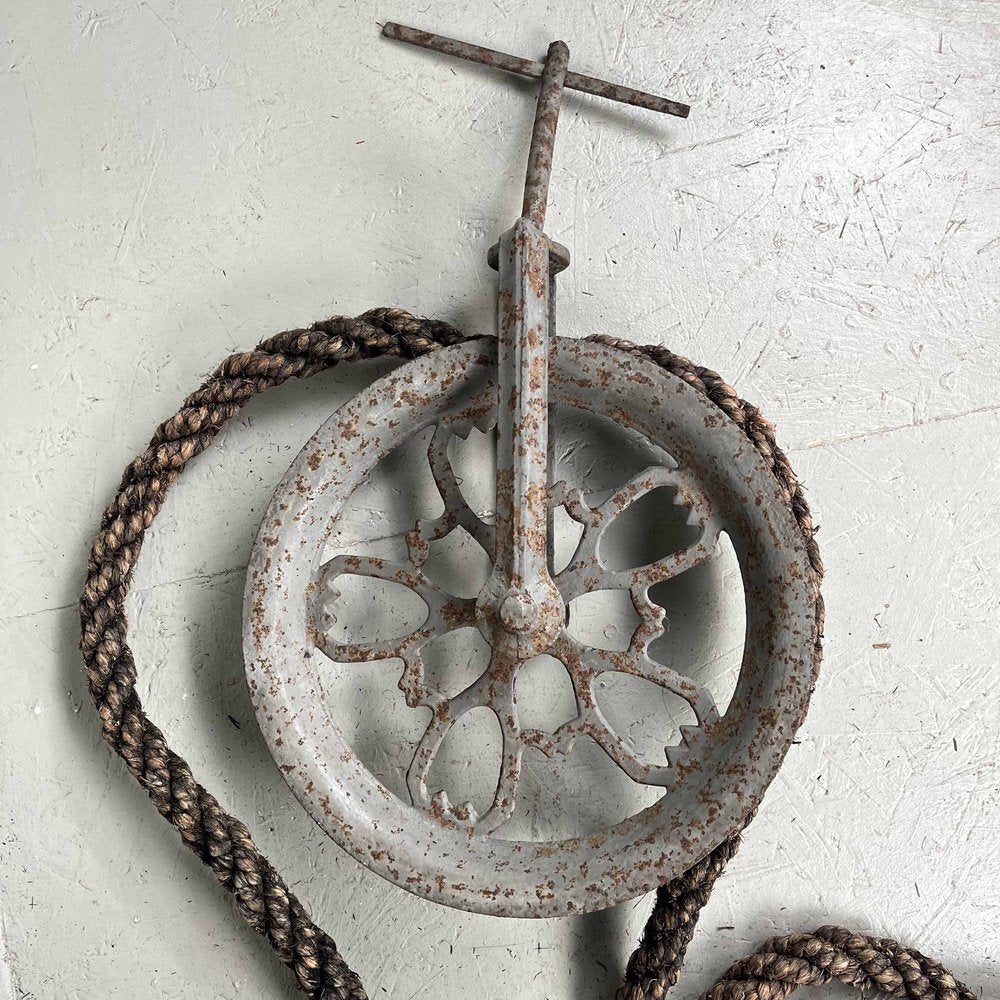 Antique Meiji Era Metal Pulley, Japan