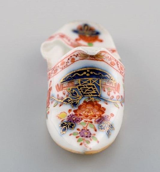 Antique Meissen Slipper in Hand Painted Porcelain with Floral Motifs