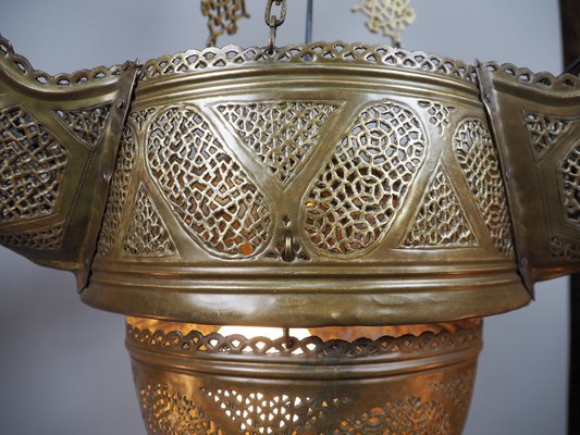 Antique Middle Eastern Islamic Brass Hanging Lamp-UZN-1389540