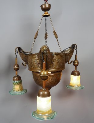 Antique Middle Eastern Islamic Brass Hanging Lamp-UZN-1389540