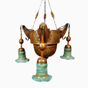 Antique Middle Eastern Islamic Brass Hanging Lamp-UZN-1389540