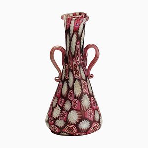 Antique Millefiori Jar in Red and White Murano from Fratelli Toso, 1910-KJP-1343305