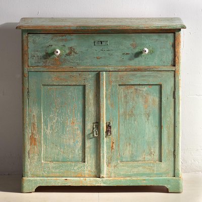 Antique Mint Green Two-Door Dresser, 1920s-ZNJ-1994790