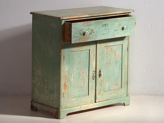 Antique Mint Green Two-Door Dresser, 1920s-ZNJ-1994790