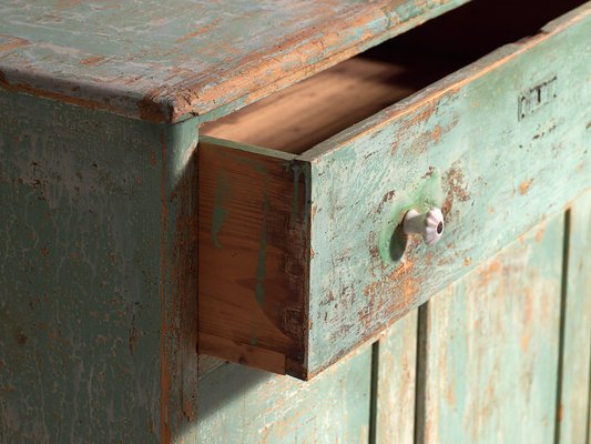 Antique Mint Green Two-Door Dresser, 1920s-ZNJ-1994790