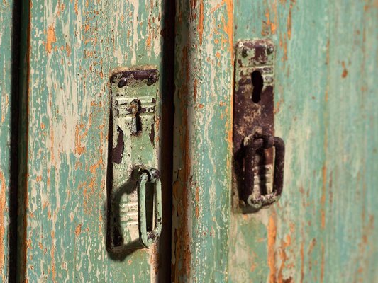 Antique Mint Green Two-Door Dresser, 1920s-ZNJ-1994790