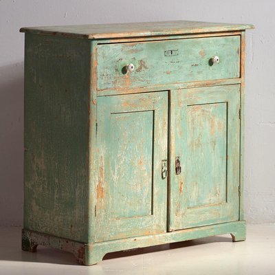 Antique Mint Green Two-Door Dresser, 1920s-ZNJ-1994790