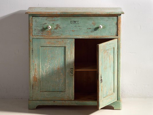 Antique Mint Green Two-Door Dresser, 1920s-ZNJ-1994790