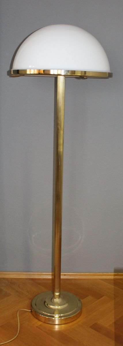 Antique Model Woka LST3 Brass & Opaline Glass Floor Lamp by Adolf Loos for Villa Steiner, 1980s