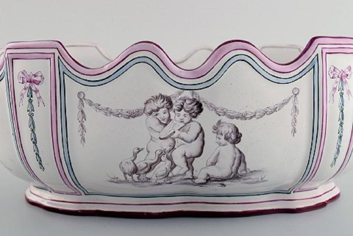 Antique Monteith Punch Bowl with Handles by Emile Gallé for St. Clement, Nancy