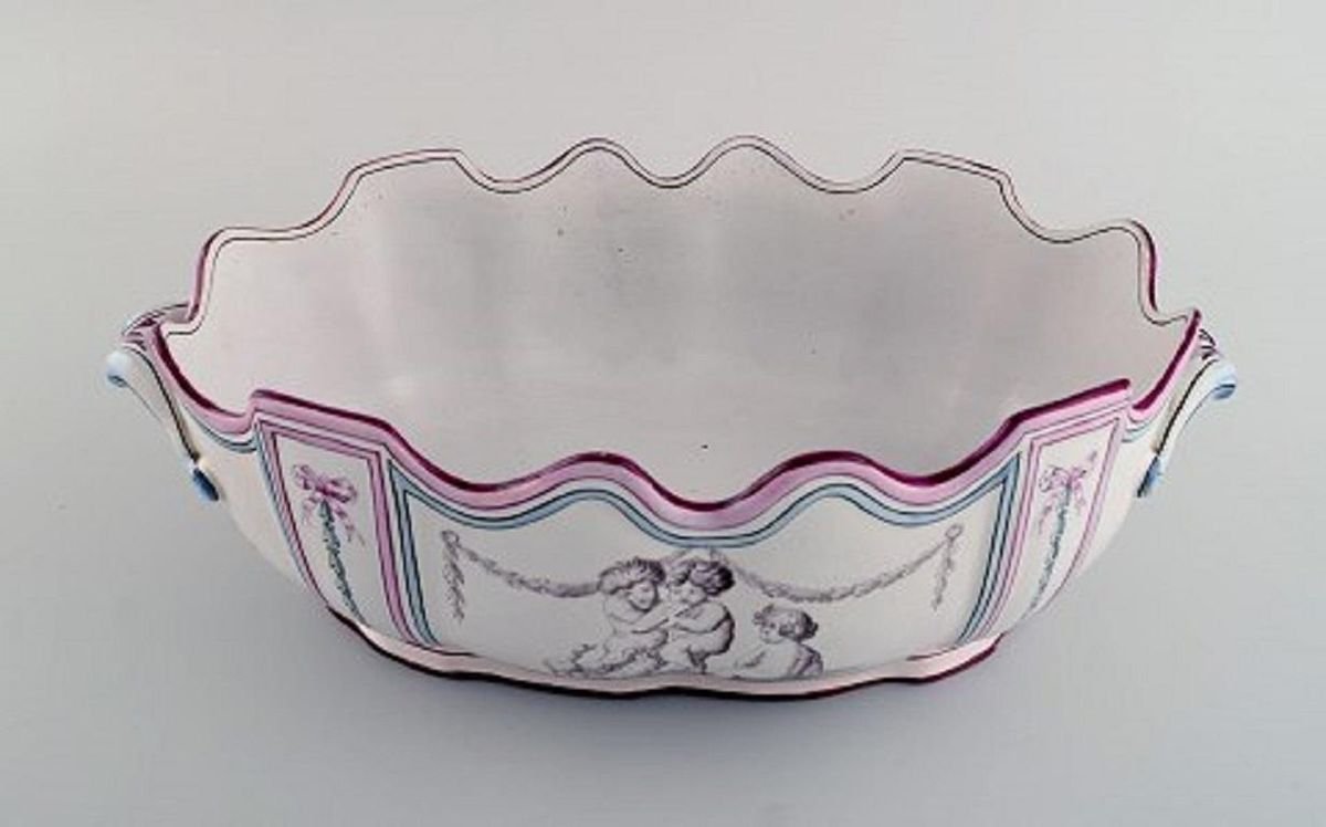 Antique Monteith Punch Bowl with Handles by Emile Gallé for St. Clement, Nancy