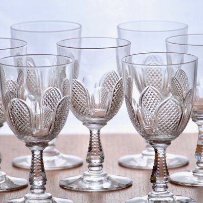 Antique Mouth-Blown Crystal Glasses, 1920, Set of 9-SHG-2027223