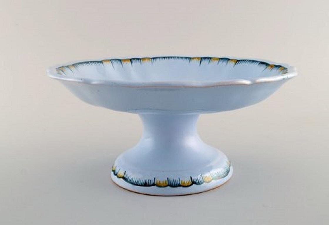 Antique Nancy Compote in Hand-Painted Faience by Emile Gallé for St. Clement