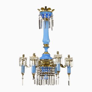 Antique Napoleon III Blue Opaline Chandelier-WSV-605442