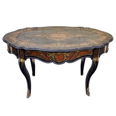 Antique Napoleon III Boulle Desk, 1800s-BEW-1404796